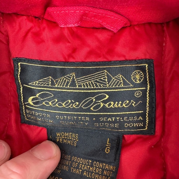 Vintage Eddie Bauer Womens Size L Goose Down Chore Barn Coat Parka Red *Read - Picture 2 of 16